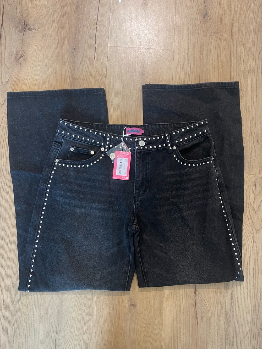 Edikted Black Low-Rise Studded Jeans